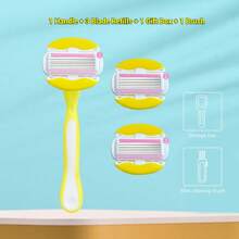 Lâminas para Mulheres, Lâminas para Mulheres para Barbear com 6 Lâminas, Lâminas de Barbear com Tira de Umidade Suavizante e Alça Antiderrapante, Lubrificação de 360° Reduz a Irritação, Remoção de Cabelos, Para Rosto, Braços, Pernas, Mãos, Axilas, Aparador Corporal Feminino, 1 Cabo com 5 Refis de Lâmina, Remoção de Cabelo, Lâmina Facial, Lâmina de Barbear, Removedor de Pelos Faciais, Auto Cuidado Epilador, Ferramentas de Cuidados de Verão, Aparador Corporal para Viagem, Itens Essenciais de Férias