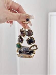 1 Stück Vintage farbiger Edelstein geometrischer Retro-Stil Armband kompatibel mit Apple Watch 38/40/41/42/44/45/46/49mm, geeignet für Apple Watch Series Ultra/SE/11/10/9/8/7/6/5/4/3/2/1 (nur Armband, Uhr und Gehäuse nicht enthalten), Herbst/Winter