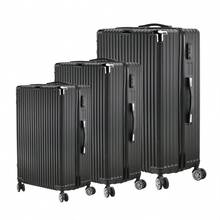3-Piece Travel Suitcase Set, Family Travel Suitcase, Trolleys, Hard-Shell Luggage Set, 20" / 24" / 28", ABS, Black - Black - View 1