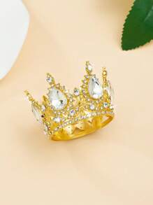 1 pieza Accesorio para el cabello con corona redonda de estilo barroco, corona de adulto para cumpleaños, corona de reina para decoración de fiesta de cumpleaños