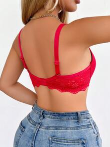 3pcs Lace Romantic French Underwire Non-Removable Padded High Support Bra Set For Women - Multicolor - View 2