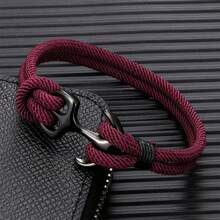 1 pieza Brazalete con forma de cuerda y ancla náutica, brazalete de moda para hombres y mujeres, accesorio de viaje