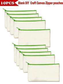 5/10/20pcs Set Blank Canvas Tote Bags For DIY Painting And Digital Printing, Portable Cosmetic Bags For Toiletries, Travel Makeup, Gifts To Express Love And Gratitude, Cute Handbag/Wallet/Snack/Gift Storage Bag With Zipper For Lipstick, Brush, Skincare, Phones, Coins, Small Items Make Up Bag - Beige - View 19