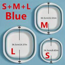 Three-Size Collapsible Basin - Portable Plastic Bucket With Frame, Rectangular Design, Multi-Functional For Hand/Foot Wash, Laundry, Travel, Includes Mop Bucket, Durable Material Back To School - Green - View 3