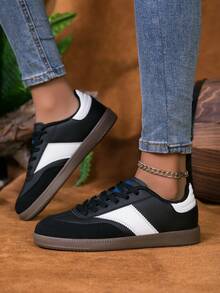 Couple Shoes Size 36-45, Women's Casual Shoes Men's Sports Shoes, Lace-Up Soft Bottom Flat Comfortable Men's Shoes, Lightweight Low-Top Everyday Sneakers - Black - View 3