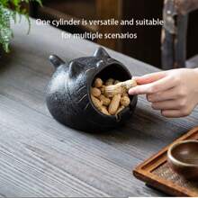1pc Cute Cartoon Cat Design Ceramic Ashtray For Home & Office Use, Multi-Purpose Including Anti-Wind Car Ashtray
