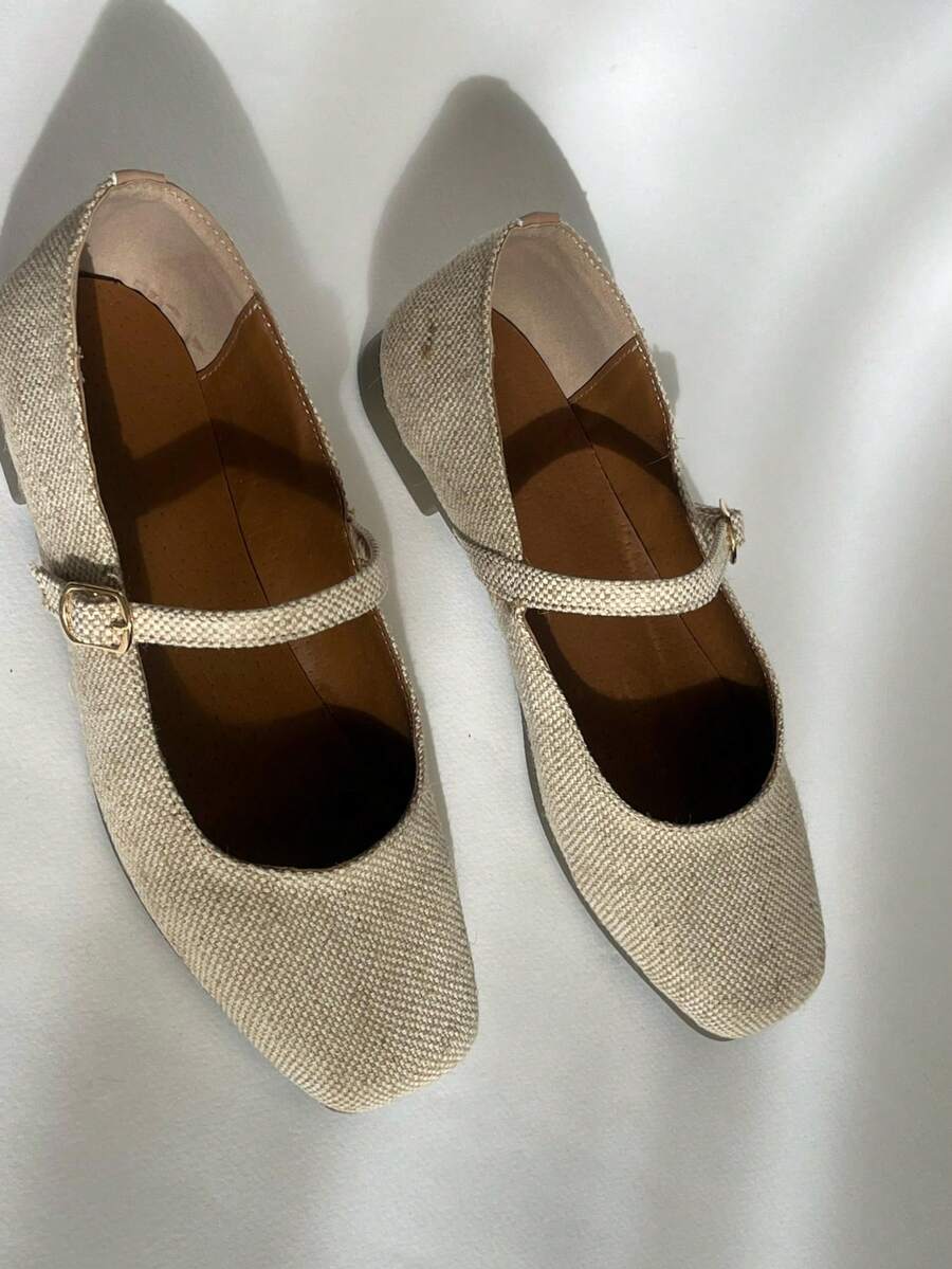 Sandalias planas tipo merceditas - Beis - Ver 1