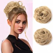 Synthetic Messy Bun Hair Pieces, Curly Wavy Bun Hair Band, Suitable For Women's High Bun Ponytail Hair Pieces
