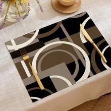 1pc/4pcs/6pcs Daily Decorative Placemat, Black And White Geometric Linen Placemats, Dirt-Resistant Mats, Suitable For Home, Dining Room And Restaurant, Tabletop Decor, Home Goods
