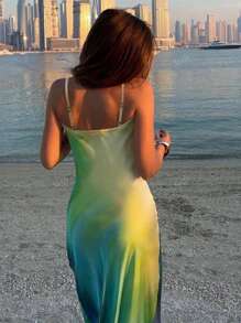 Satin Gradient Fishtail Dress, Beachwear Summer