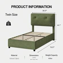 Twin/ Full/ Queen/ King Size Bed Frame, Upholstered Platform Bed Frame With Pillow Headboard, Soft Cloud Bed Frame, No Box Spring Required, Easy Assembly, Beige/ White/ Pink/ Grey/ Blue/ Green, Twin/ Full/ Queen/ King * Bed Frame Queen Queen Bed Frame Bed Frame Full Full Size Bed Frame King Size Bed Frame Twin Bed Frame Room Decor Home Decor Christmas Decor Bedroom Decor Valentine Day Decor Storage Living Room Decor Furniture House Decor - Green - View 7