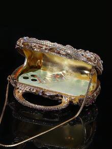 1pc Glittering Elegant Party Handbag, Luxury Women's Crystal Clutch Bag, Fashion Perfume Tote Bag, Handmade Sparkling Crystal Studded Purse, Suitable For Noble Ladies Attending Parties, Balls, Gatherings And Banquets (Fits 6.5" Phones) - Multicolor - View 12