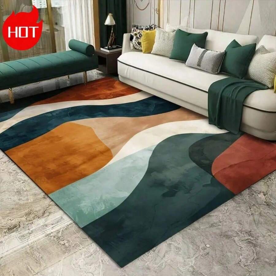 Large Area Rug/1000g/M², Personalized Multicolor Bold Stripe Pattern, Luxury Area Rug, Premium Machine-Washable, Upgraded Version Features Thickened And Densified Material, Fade-Resistant, Modern Carpet Room Decor Bathroom Accessories Back To School