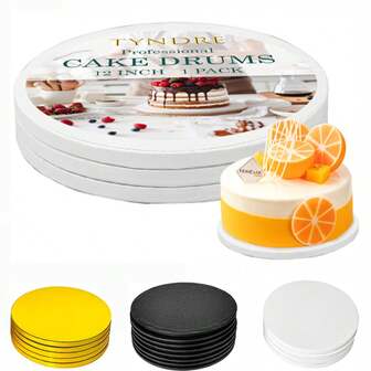 1/3 piezas Tablas para tarta de 10/12/14 pulgadas en oro blanco y negro, tambor de tarta de 10 pulgadas redondo, de 1/2" de grosor, suministros para decorar tartas, cartón corrugado resistente para tartas de múltiples capas