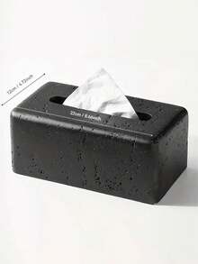 1pc Resin Modern Tissue Box Holder, 8.66" X 4.72" Rectangular Faux Stone Art Design Tissue Box, Suitable For Home & Bathroom Decor, Bedroom & Living Room Tabletop Storage, Office Home Decor - Multicolor - View 5