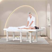 LUXMARS Stationary Massage Table Spa Table With 30°Adjustable Backrest, 600Lbs Capacity, Heavy Duty PU Leather, Full Body Bed For Beauty Hairdressing Tattoo Lash Bed, Massage Bed,Beauty Bed, Lash Table - 白色 - 查看 9