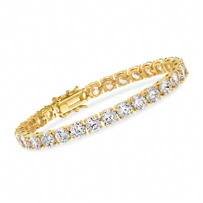 MDFUN 4.0mm Unisex Tennis Bracelet, 18K Gold Plated 4.0mm Round Cubic Zirconia Classic Tennis Bracelet