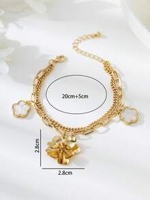 1 chiếc vòng chân mặt dây chuyền hình hoa ngũ sắc may mắn bằng kim loại thanh lịch, thích hợp cho kỳ nghỉ hè, tiệc tùng, hẹn hò hoặc đeo hàng ngày. - Vàng - Xem 6