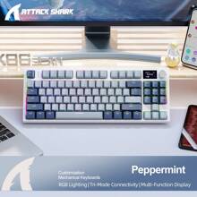 K86 kabellose Hot-Swap mechanische Tastatur, Bluetooth/2.4G mit Display & Lautstärkeregler, geeignet für Gaming und Arbeit