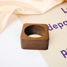 6pcs Simple Plain Wooden Napkin Rings, Fashionable & Versatile For Hotel Table Setting, Restaurant Tablecloth Decoration