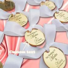 Custom Gold Acrylic Mirror Label - Fashion Desktop Name Tag With Ribbon | Multi-Purpose Decorative Sign For Wedding, Reception, Save The Date, Thanksgiving, Valentine's Day, Christmas, Halloween, Thanksgiving, Ramadan, Mother's Day - No Electricity Required - Multicolor - View 1