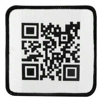 1pc Rickroll QR Code Embroidered Iron-On Patch, Mixed Color, Humorous Name Badge Accessory For Clothing And Bags