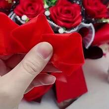 300 chiếc cánh hoa hồng bằng ruy băng satin làm sẵn đã hoàn thành một nửa cho bó hoa hồng vĩnh cửu tự làm hoa vĩnh cửu hoa vĩnh cửu, cánh hoa hồng cánh hoa satin cho ngày cưới kỷ niệm sinh nhật ngày của mẹ - màu đỏ - Xem 7