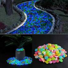 Confezione conveniente! 100 rocce fosforescenti in resina da usare come decorazioni per giardini esterni, vasi, patio, marciapiedi e acquari - pietre fosforescenti per illuminazione notturna
