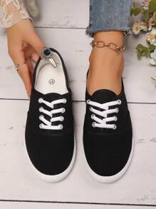 Leichte Skateboardschuhe für Damen, atmungsaktive Canvas-Sportschuhe – rutschfeste, lässige Low-Top-Schnürschuhe, geeignet für Freizeitkleidung und täglichen Sport | Minimalistische Sportschuhe | Bequeme und bequeme Passform