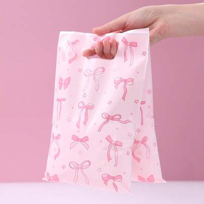 10/25/50pcs Pink Bow Gift Bags, Gift Wrapping Bags, Tote Bags, Gift Packaging Bags, Storage Bags, Pink Bow Party Favor Bags, Pink Birthday Decor, Wedding Supplies, Bridal Shower Favors, Baby Shower Decor, Gender Reveal Party Supplies, Bow Birthday Decorations, Pink Bow Decorations, Holiday Party Supplies, Pink Bow Decorations