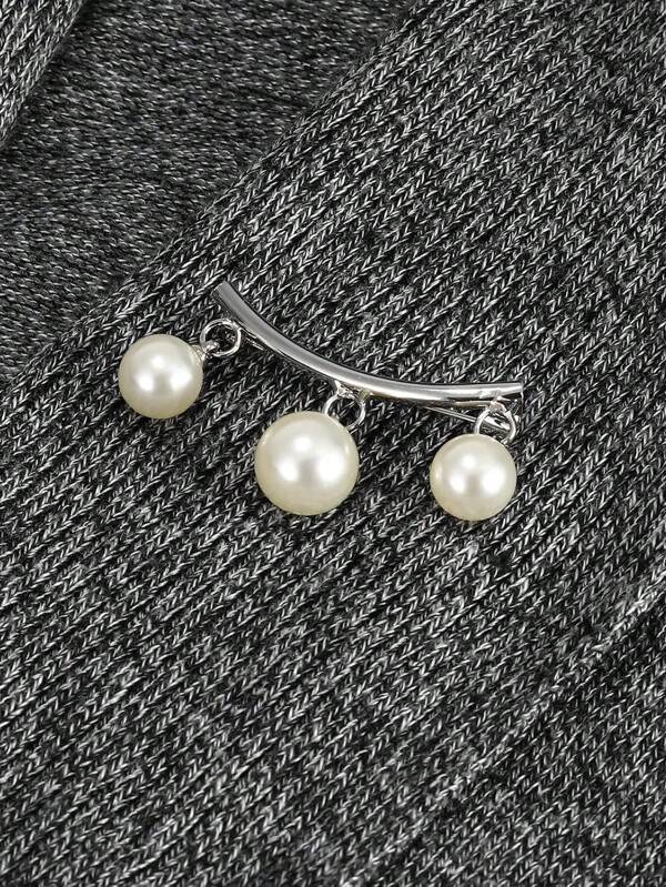 1 pieza Broche de perlas falsas, pasador de seguridad de moda para mujer, para decorar suéteres, chales y vestidos, tono dorado con perla falsa