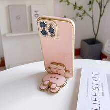 Cute Rabbit Cartoon Phone Case, Makeup Mirror Stand, Compatible With IPhone 17 6/7/8/X/XS/XR/11/12/13/14/15/16, Compatible With Samsung Galaxy S22/23/24/S25, A04/05/06/A14/A15/A16/A17/A24/A25/A34, Redmi Note 7/8/9/10/11/12/13/14/15, Redmi 9/10/12/13C/14C/15c/A5, OPPO, MOTO, Honor, HW, Realme, Reno 7 - TPU Shock-Proof Protective Case With Stand Function (6.6ft Drop Protection)