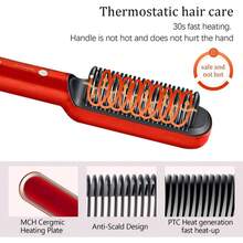 3 In 1 Electric Hair Straightening Comb Brush 45w All Hair Types Bivolt 110 220v (Valentine's Day) - 綠色 - 查看 7