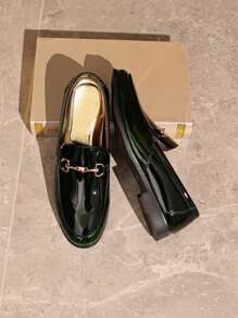 1 Pair Casual Ombre Men's Shoes, Polyurethane Metal Chain Slip-On, Suitable For Office, Party, Outdoor, Campus, All Season