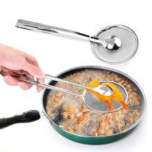 Stainless Steel Fine Mesh Strainer Tongs, 2-In-1 Oil Filter Spoon & Colander With Clip, Multifunctional BBQ Filter Clamp Strainer Kitchen Tools