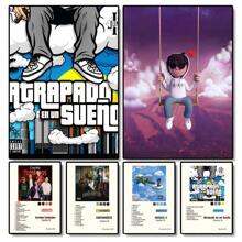 1 pieza Póster artístico de pared con opción de marco, Pop Music, Éxitos, Álbumes, Estrellas, Junior, H, Hip-Hop, Rap, para sala de estar, lienzo, pintura, arte, hogar, decoraciones de pared