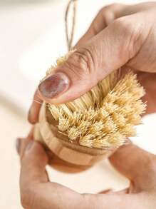 Brosse de récurage en jute à poils doux de taille L avec manche court, pour le nettoyage de la cuisine, des casseroles et de la vaisselle, 1/2pcs, marron, cuisine, salle de bain, maison, fournisseurs de produits ménagers