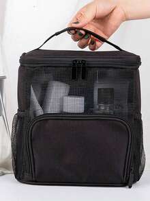 1 Stück hängender Kulturbeutel für Frauen, tragbarer Reisewaschtasche mit großer Kapazität und Haken, wasserdichter Kosmetik Organizer Koffer für Badezimmer, Dusche, Kreuzfahrt, Strand Tasche, Strandutensilien, Strandtuch Organizer, Strandaccessoires, Urlaubstasche, Sommerurlaubs-Grundausstattung - Schwarz - Übersicht 7