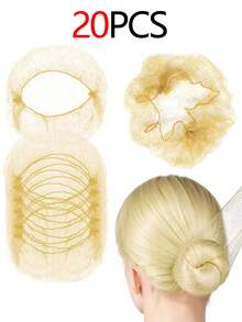 60个金色弹力发网，隐形发网发髻帽，适用于餐饮服务、芭蕾舞发髻、睡眠、空乘人员、护士等，细网弹力发网，美发造型工具，美发沙龙美容旅行必备美发产品，护发，发饰 - 金色 - 查看 15