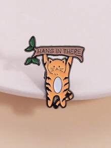 1 Stück niedliche Katze "Durchhalten" Broschen Anstecknadel, Tier Broschen Rucksack Revers Abzeichen Cartoon Tier Accessoires Schmuck Geschenk für Freunde