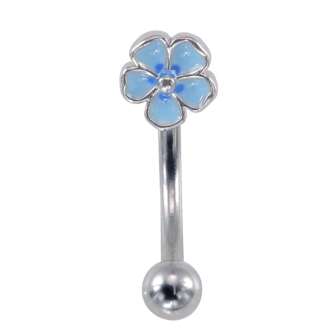 1 pièce Jolie fleur bleue pour piercing de sourcil, en acier inoxydable pour femmes