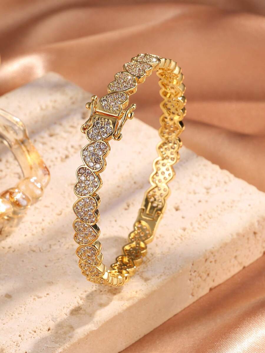 rakol 1 件优雅精致的女士心形手链，适合派对佩戴 - 手鐲 - 查看 1