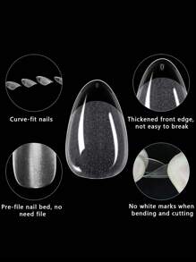 240 Piezas de Uñas Postizas Cortas y Transparentes para Arte de Uñas, Uñas Postizas Gel Falsas, Extensiones de Uñas Pre-Formadas y Pre-Pulidas para Manicura DIY