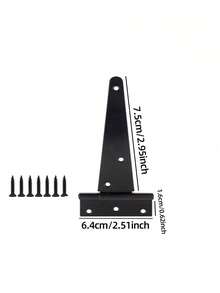 1pc Black T-Shaped Hinge, Iron T-Strap Hinge Triangle Hinge For Wooden Fence Screen Garden Barn Door - Black - View 9