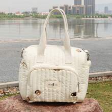 1 bolsa de mãe bordada com panda fofo, bolsa de fraldas para maternidade com grande capacidade para itens de recém-nascidos, bolsa de ombro portátil, adequada para uso diário