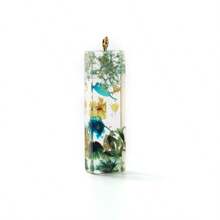 1pc Resin Dried Flower Letter Pendant, Floral Leaf & Golden Sequin Design, For DIY Keychains, Bag Charms, Etc.