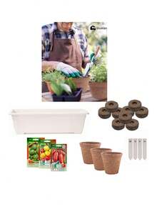 Kit Mi Primer Huerto para todas las edades Bluelander educativo jardinería iniciación semillas vegetales huerto doméstico niños adultos fácil germinar cultivo completo interior exterior - Azul - Ver 1
