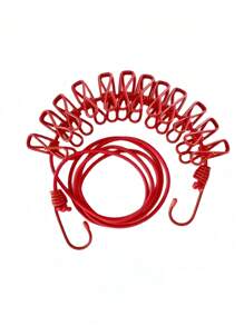 Portable Elastic Retractable Clothesline With 12 Clips - Elastic PVC Coated, Length 70.87 Inch, Suitable For Outdoor Travel And Home Use, Suitable For Backyard, Resort Hotel, Balcony Clothes Drying, Travel Clothesline For Socks And Small Items | Durable Clips, Clothesline Wear Resistant