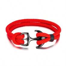 1 pieza Brazalete con forma de cuerda y ancla náutica, brazalete de moda para hombres y mujeres, accesorio de viaje
