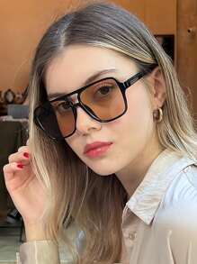 1 par de gafas de sol de aviador con marco grande de estilo retro unisex, diseño casual de moda adecuado para vacaciones, viajes, deportes, conducir, festivales, salidas, accesorios de verano, vacaciones, viajes familiares, protección UV, golf, senderismo, atuendo elegante , estilo de calle, actividades al aire libre, pesca, protección solar, sombra de vacaciones, salida, playa, vacaciones y regalo para familiares y amigos